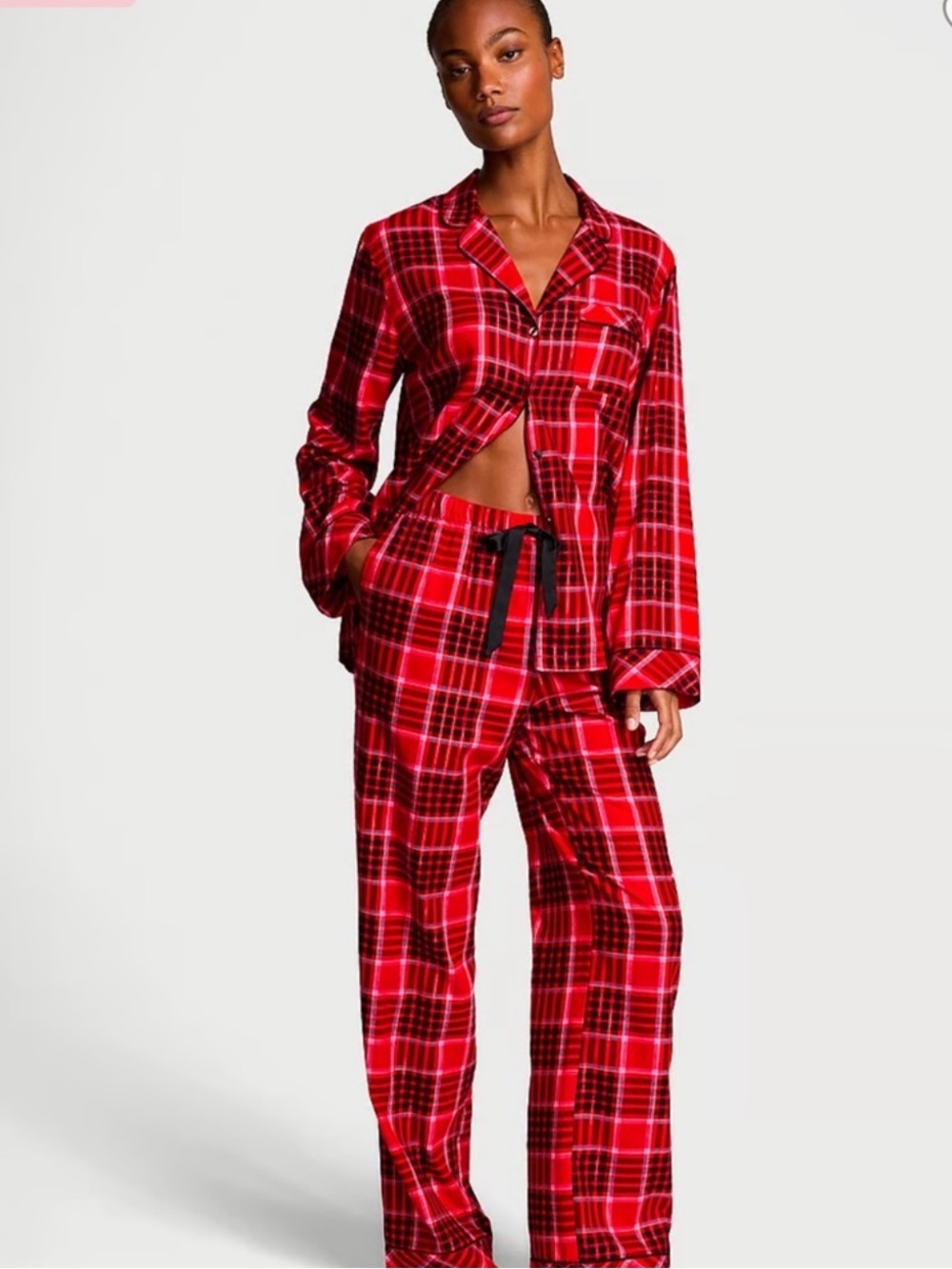 Victoria's Secret Red Plaid flannel Two-Piece Pajama Set